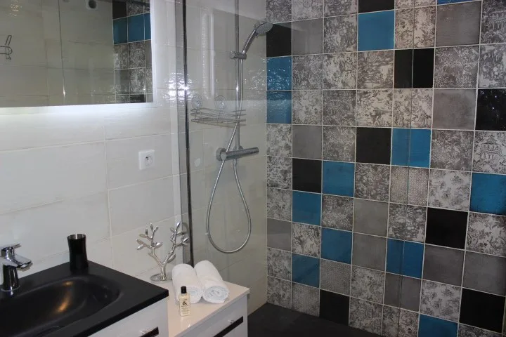 Kupaonica s tušem u apartmanu Olympic 314